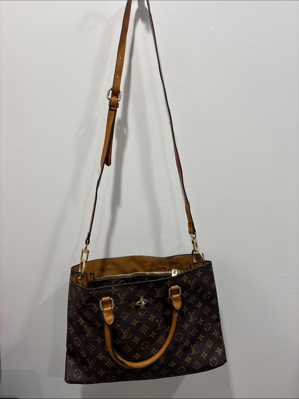 Brown Monogram Tote Handbag with Adjustable Strap “ inspired “ L. V.